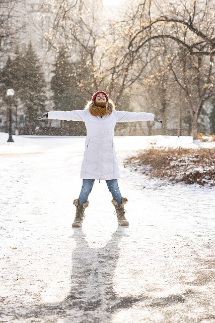 woman, winter, outdoors, fun, cold, snow, christmas, snowfall, nature, snowing, girl, young woman, happy, enjoyment, happiness, sunny, pose, portrait