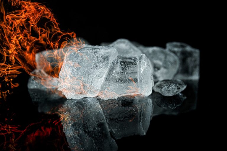 fire, ice cream, reflection, composing, burn, flame, warmth, cold, hot